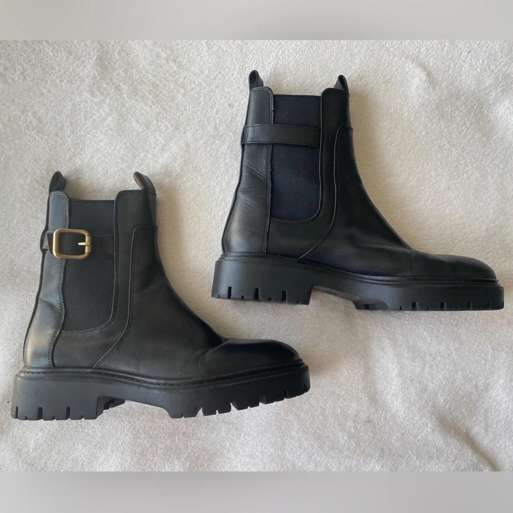 Zara Leather Ankle Moto Boots, EU 37 - Picture 8 of 16